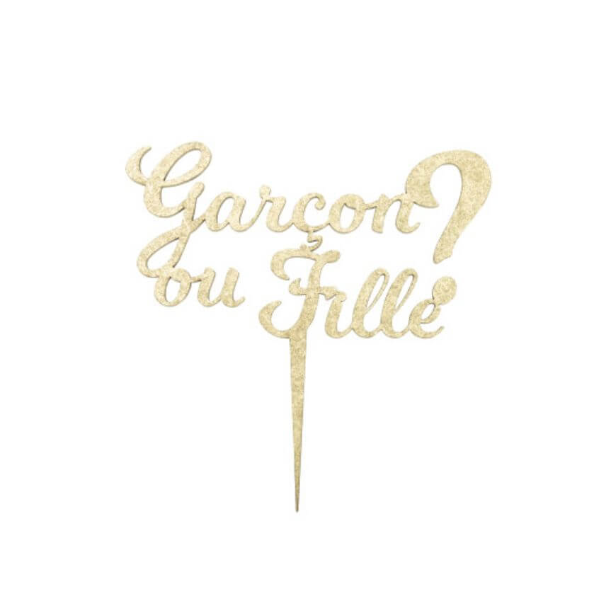 Avec Des Paillettes D'or Cake Topper Sur Table En Bois